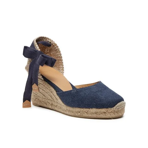 Castaner Carina Sandals Women 7.5 Blue Ankle Strap Wedge Heel Espadrille GAL2071 - Picture 1 of 10